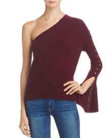 AQUA Cashmere Ribbed One Shoulder Sweater Purple at Bloomingdales